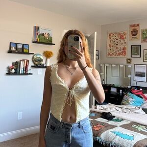 Princess Polly Yellow Lace Tank Top